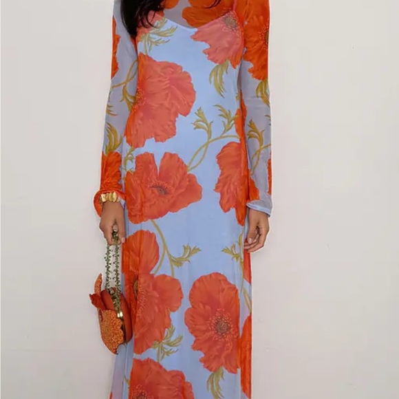 knee length dresses for ladies Burgundy & Blue Poppy Aria Dress – Never Fully Dressed main image 0